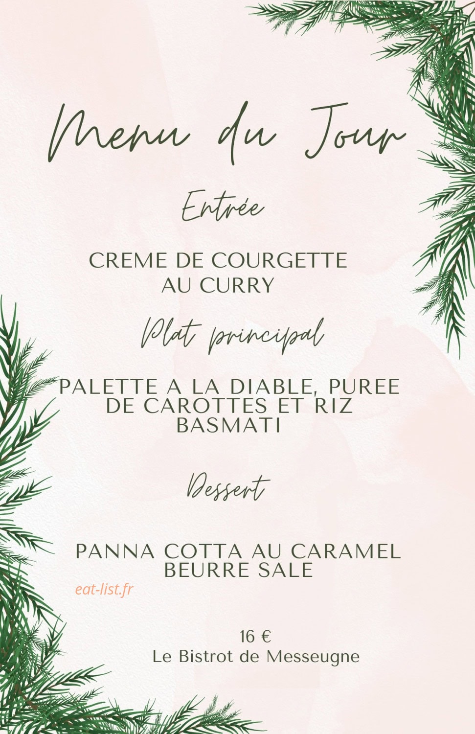 Bistrot de Messeugne — carte page 1