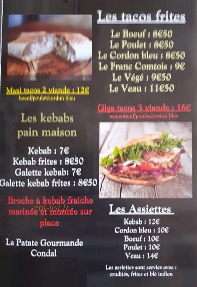 La Patate Gourmande — carte page 3