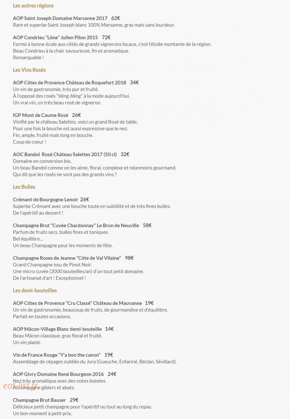 Le Bistrot Gourmand — carte page 7
