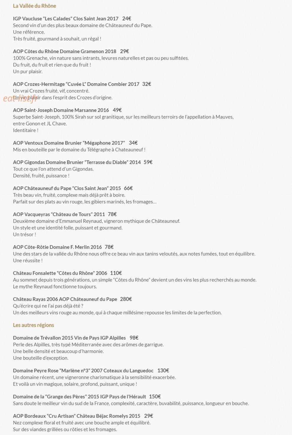 Le Bistrot Gourmand — carte page 5