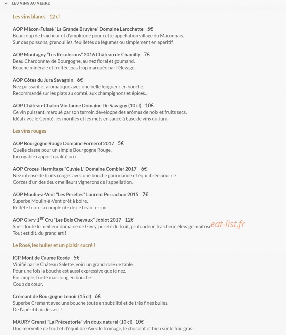Le Bistrot Gourmand — carte page 3