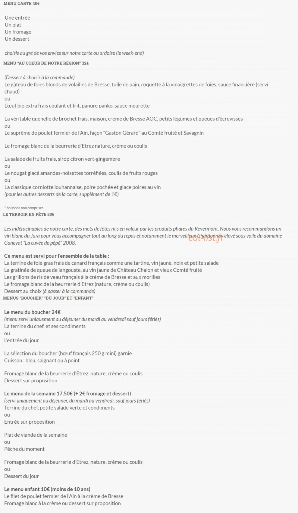 Le Bistrot Gourmand — carte page 2