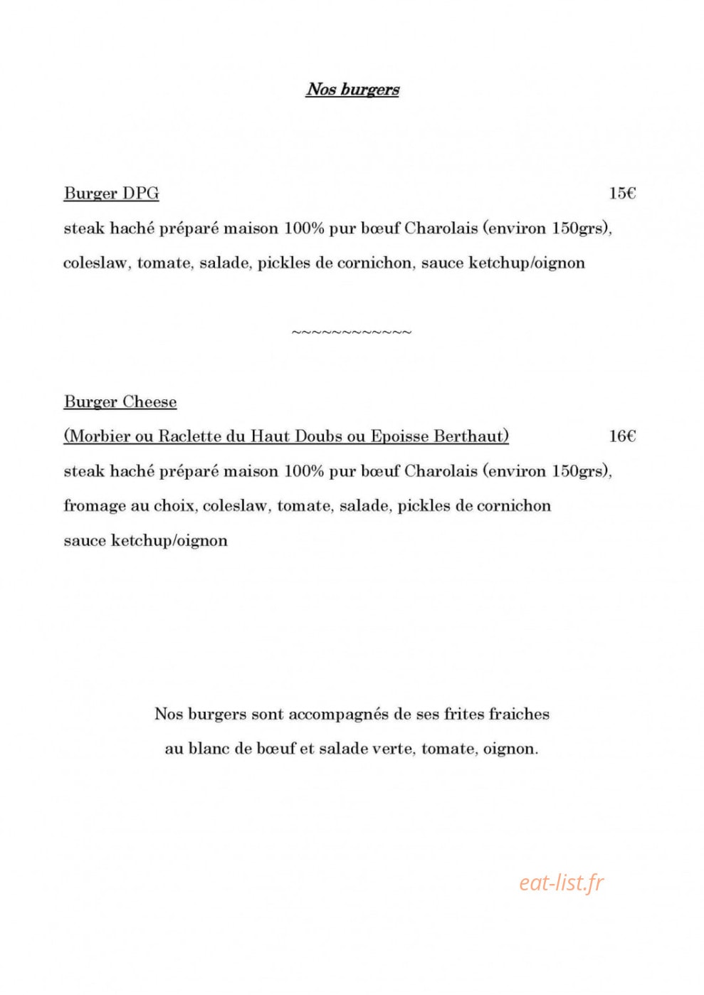 Domaine Park & Grill — carte page 2