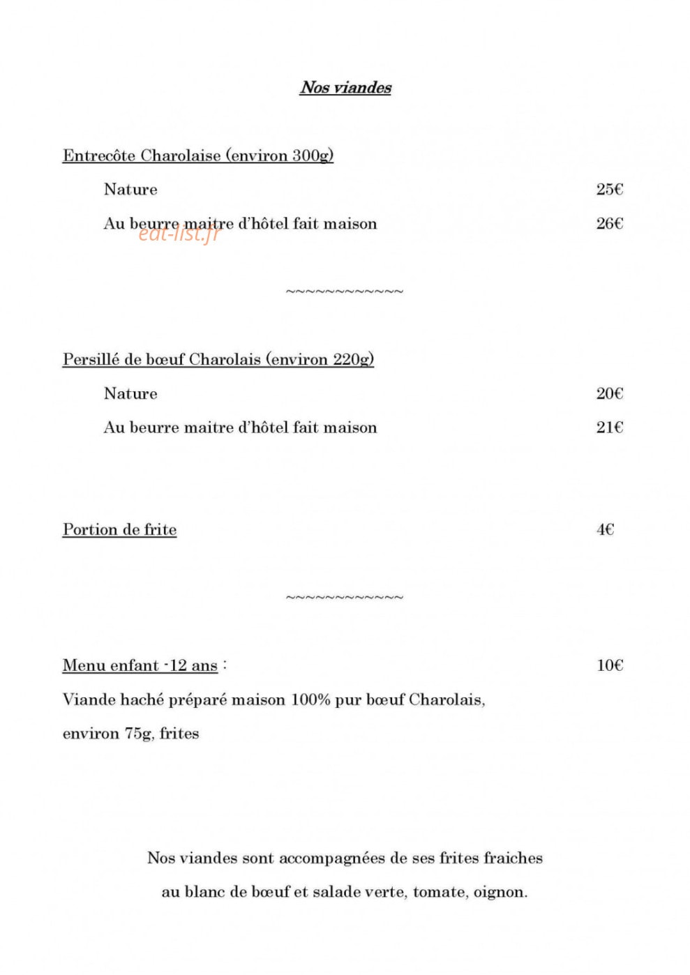 Domaine Park & Grill — carte page 3