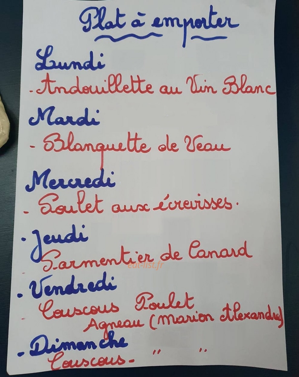 Au petit plaisir — carte page 1
