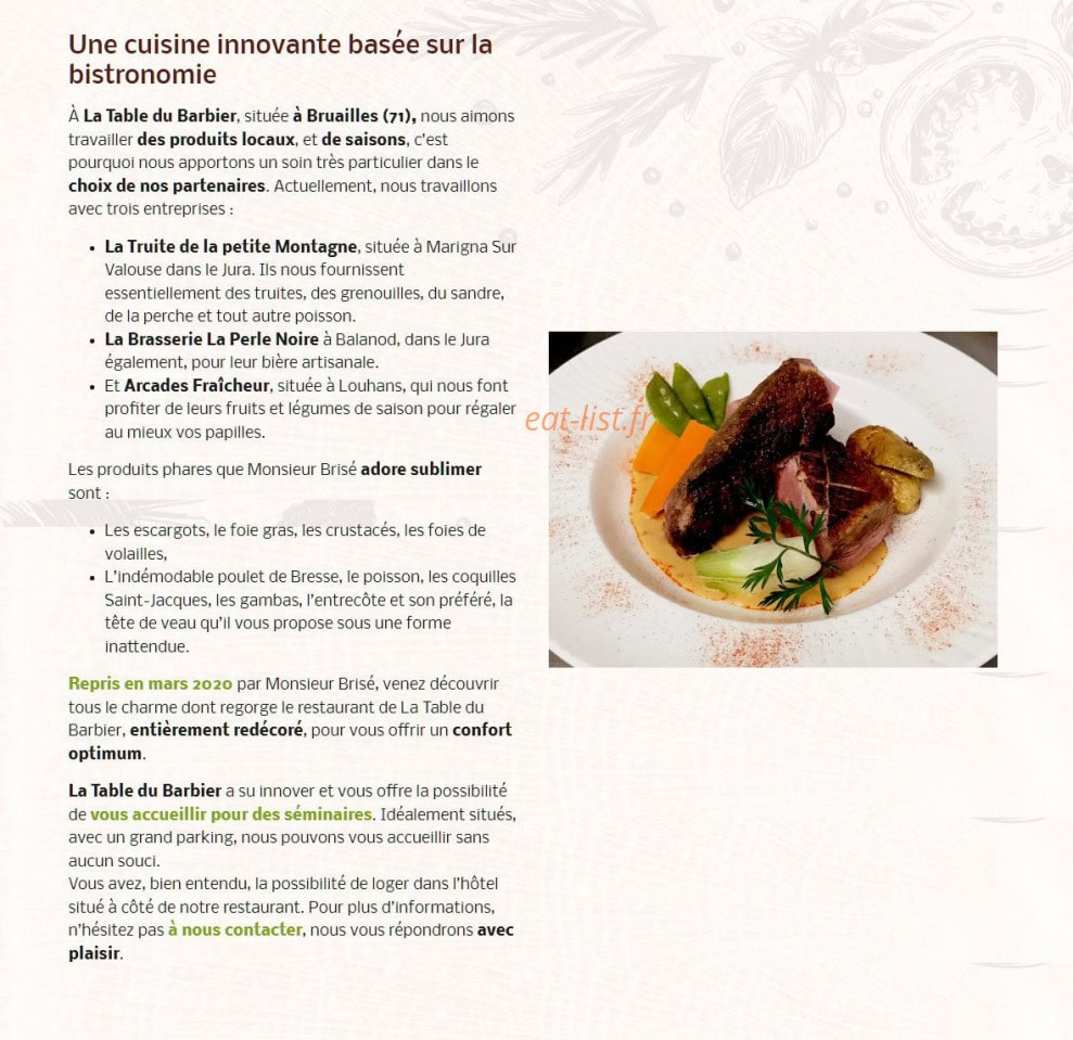 Restaurant La table du barbier — carte page 2