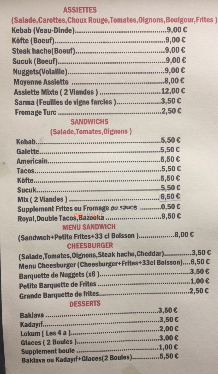 Asya kebab — carte page 1