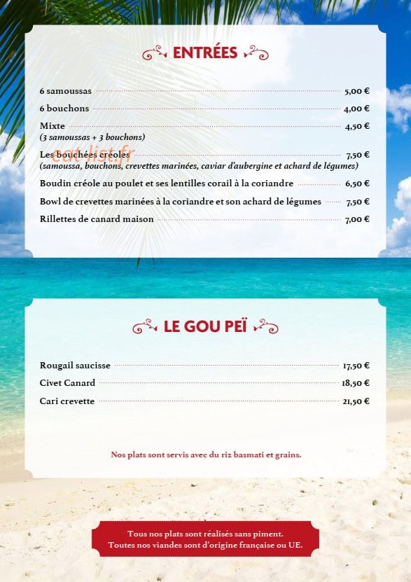 Aux 4 épices — carte page 1