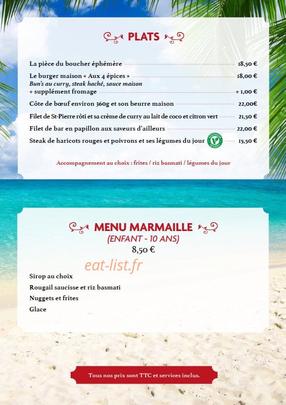 Aux 4 épices — carte page 2