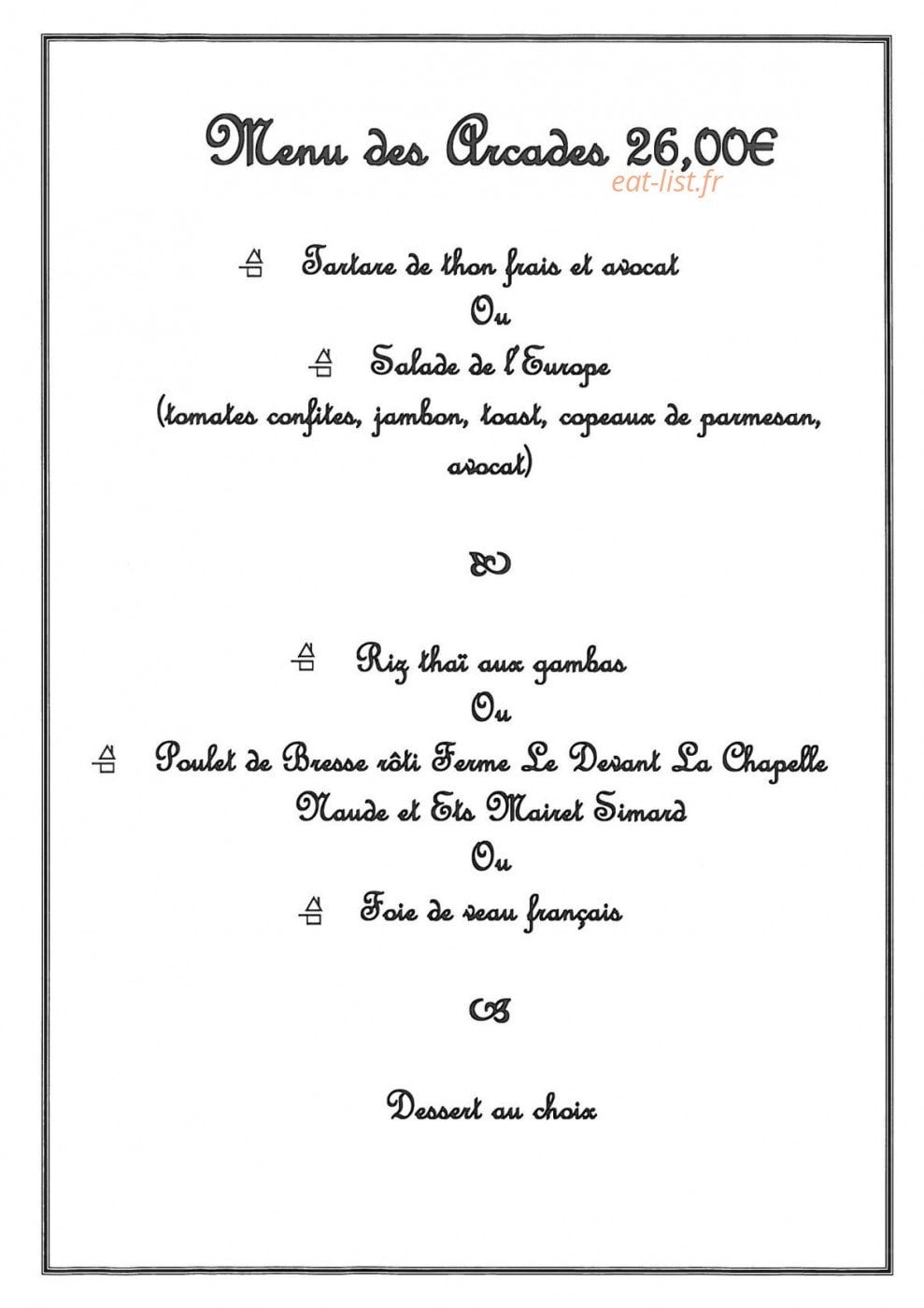 Brasserie de l'Europe — carte page 2