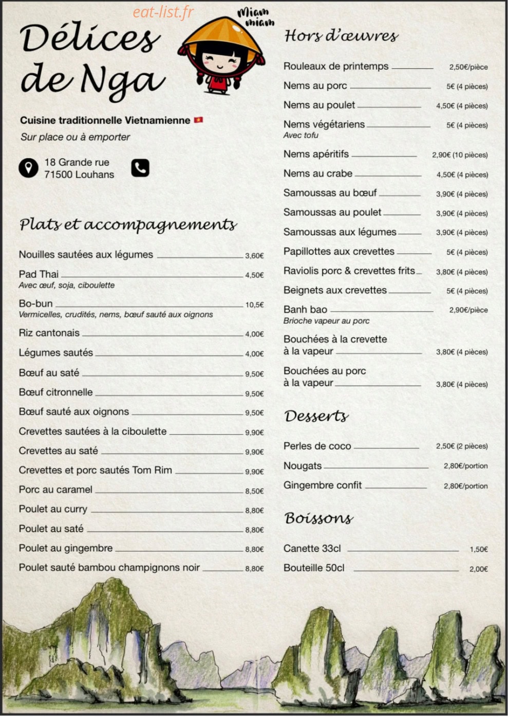 Délices de Nga — carte page 1