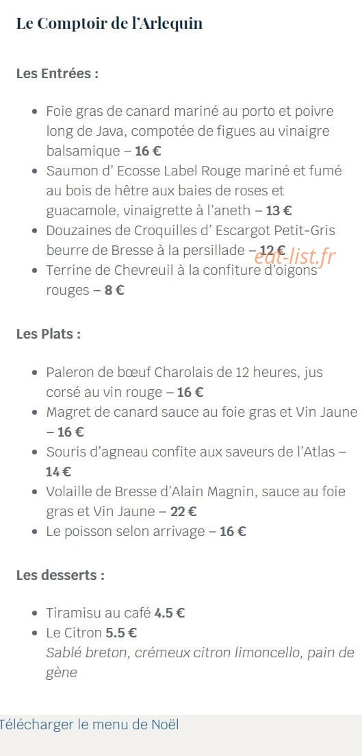 L'Arlequin — carte page 2