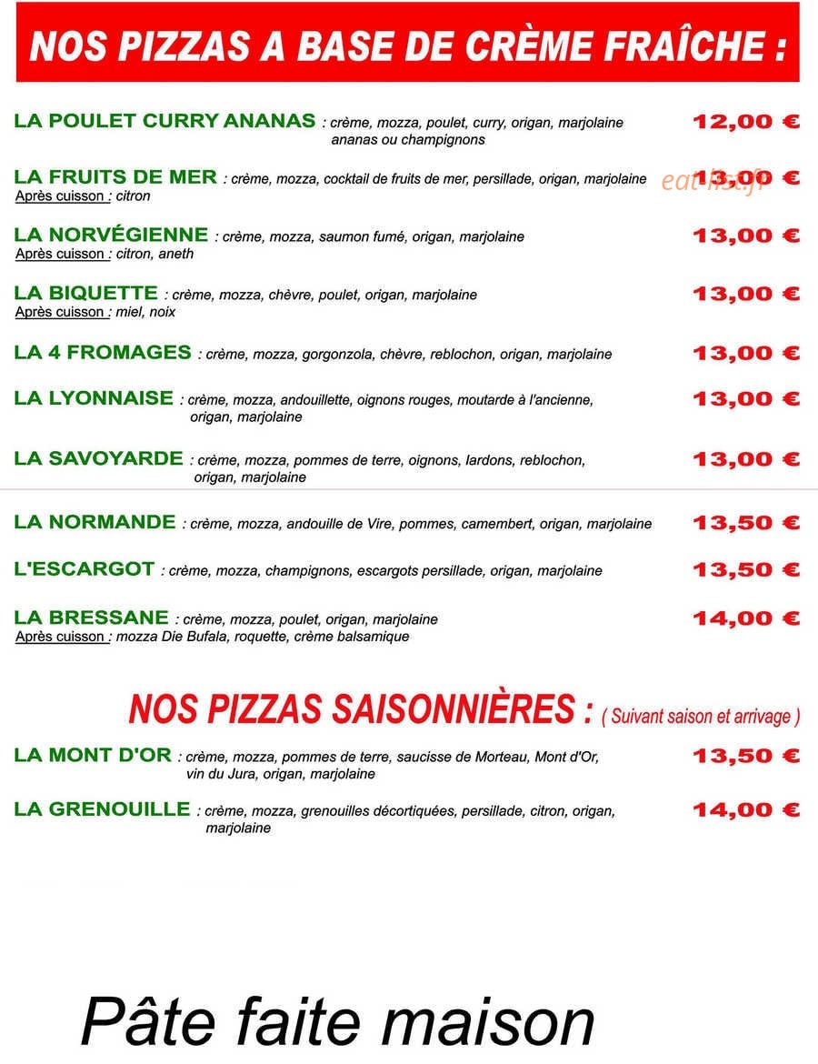 La Samba des pizzas — carte page 2