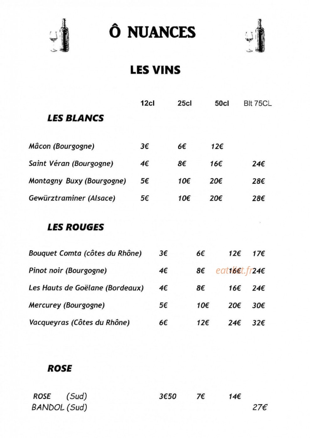 Ô Nuances — carte page 9