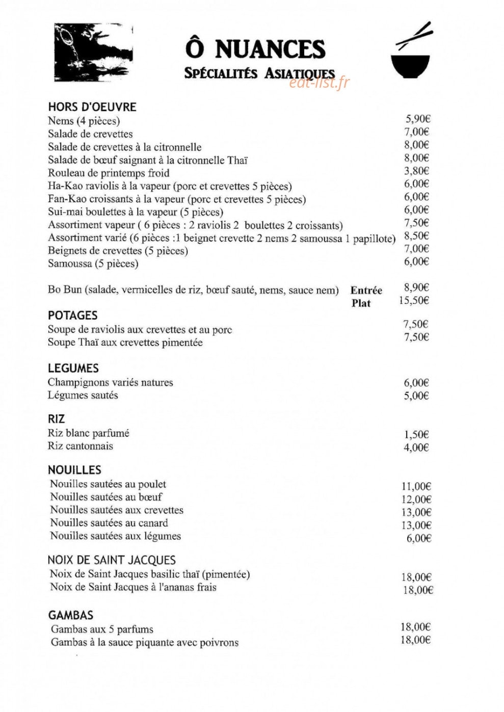 Ô Nuances — carte page 1