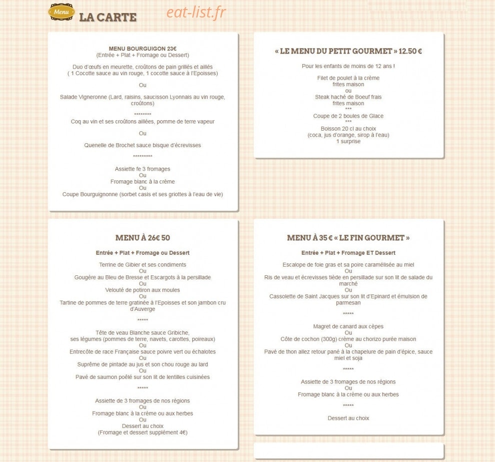Le Petit Blanc — carte page 1