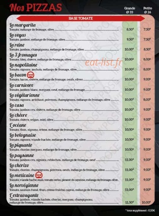 Yanno's pizza — carte page 2