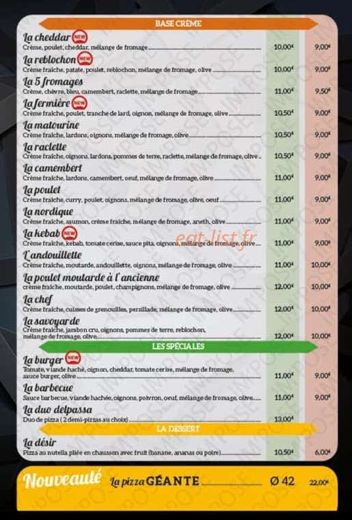 Yanno's pizza — carte page 3
