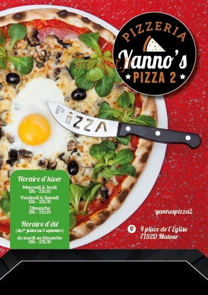 Yanno's pizza — carte page 1