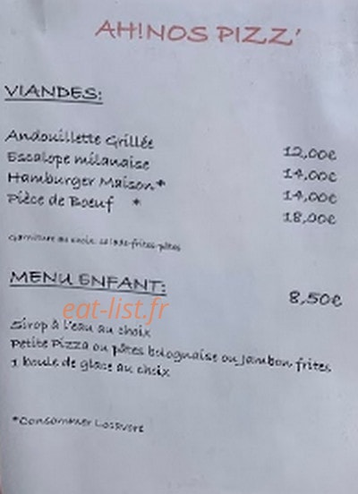 Ah! Nos Pizz' — carte page 3