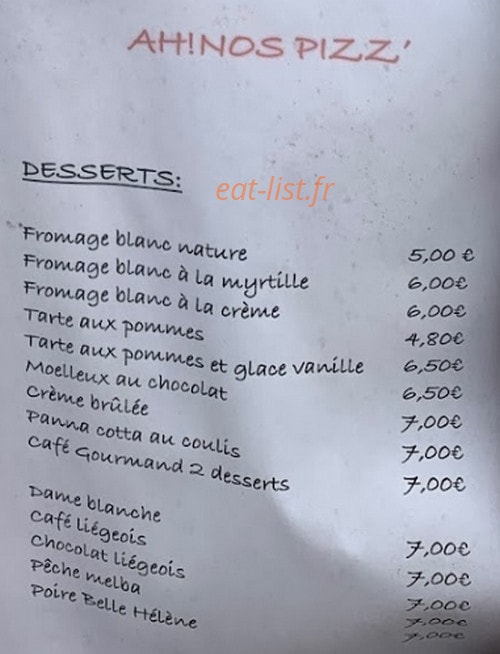 Ah! Nos Pizz' — carte page 4