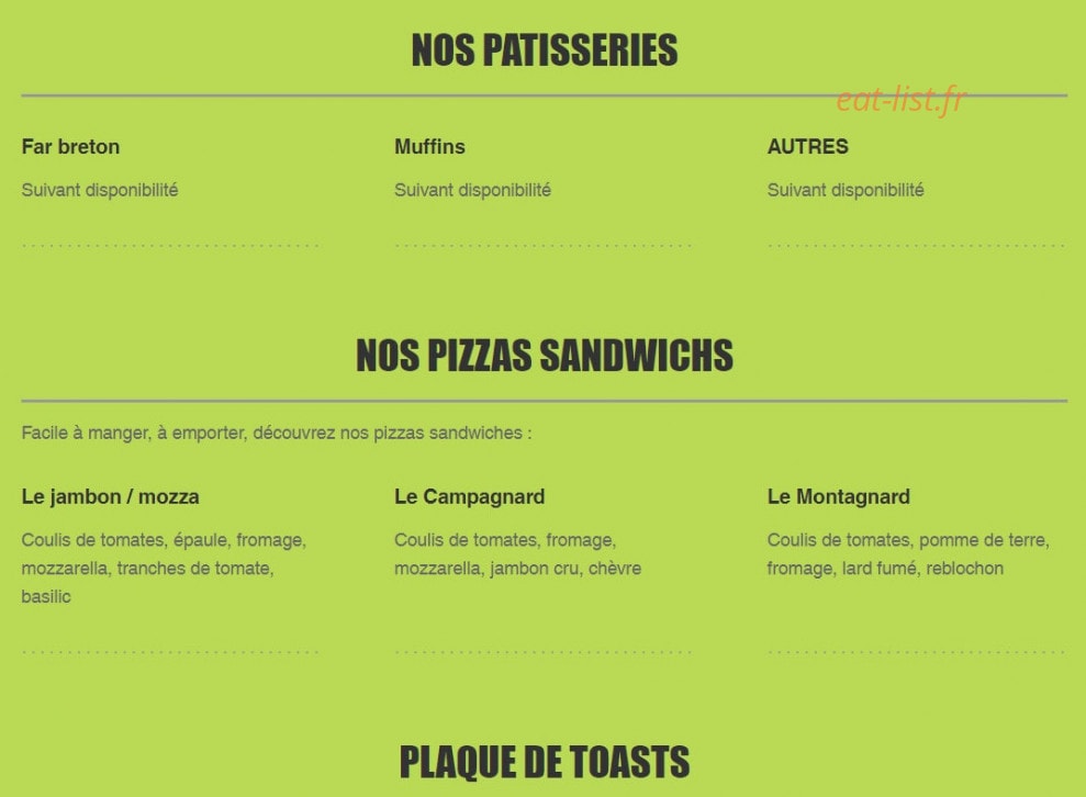 Pizzas Bellec & co — carte page 4
