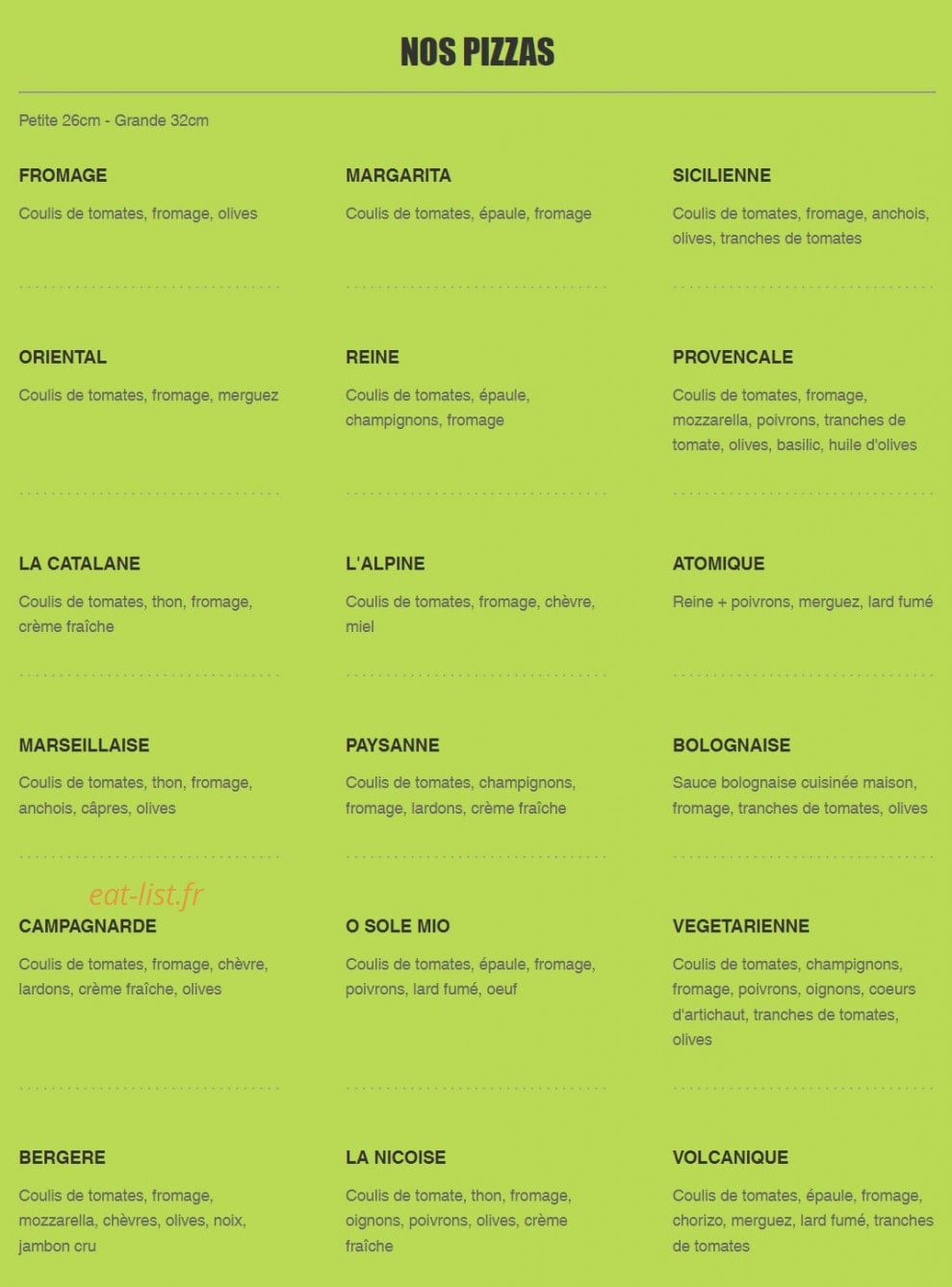Pizzas Bellec & co — carte page 1