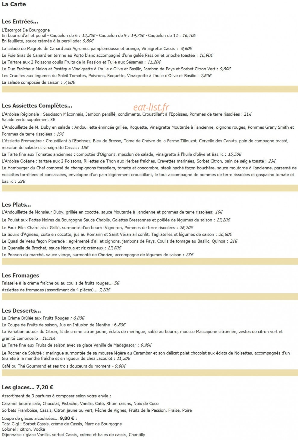 Hotel Restaurant Moulin — carte page 1