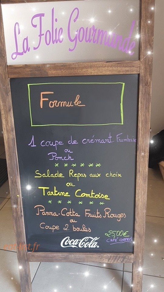 Carte et menu de La Folie Gourmande à Savigny en Revermont — Exemple de menu