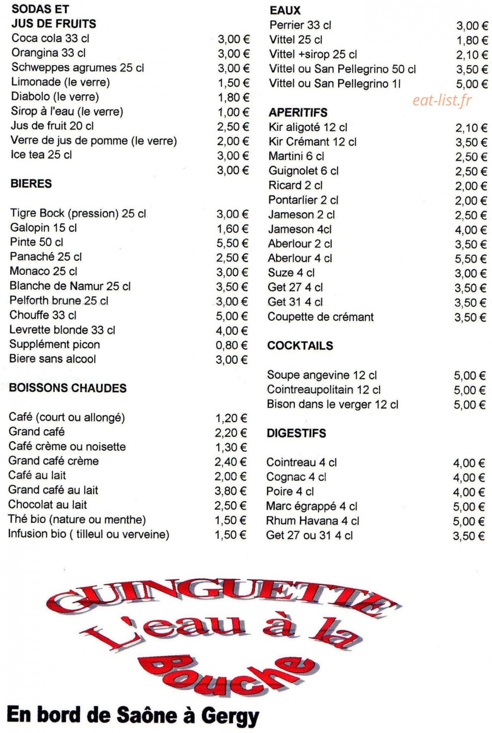 Guinguette  L'eau à la bouche — carte page 3