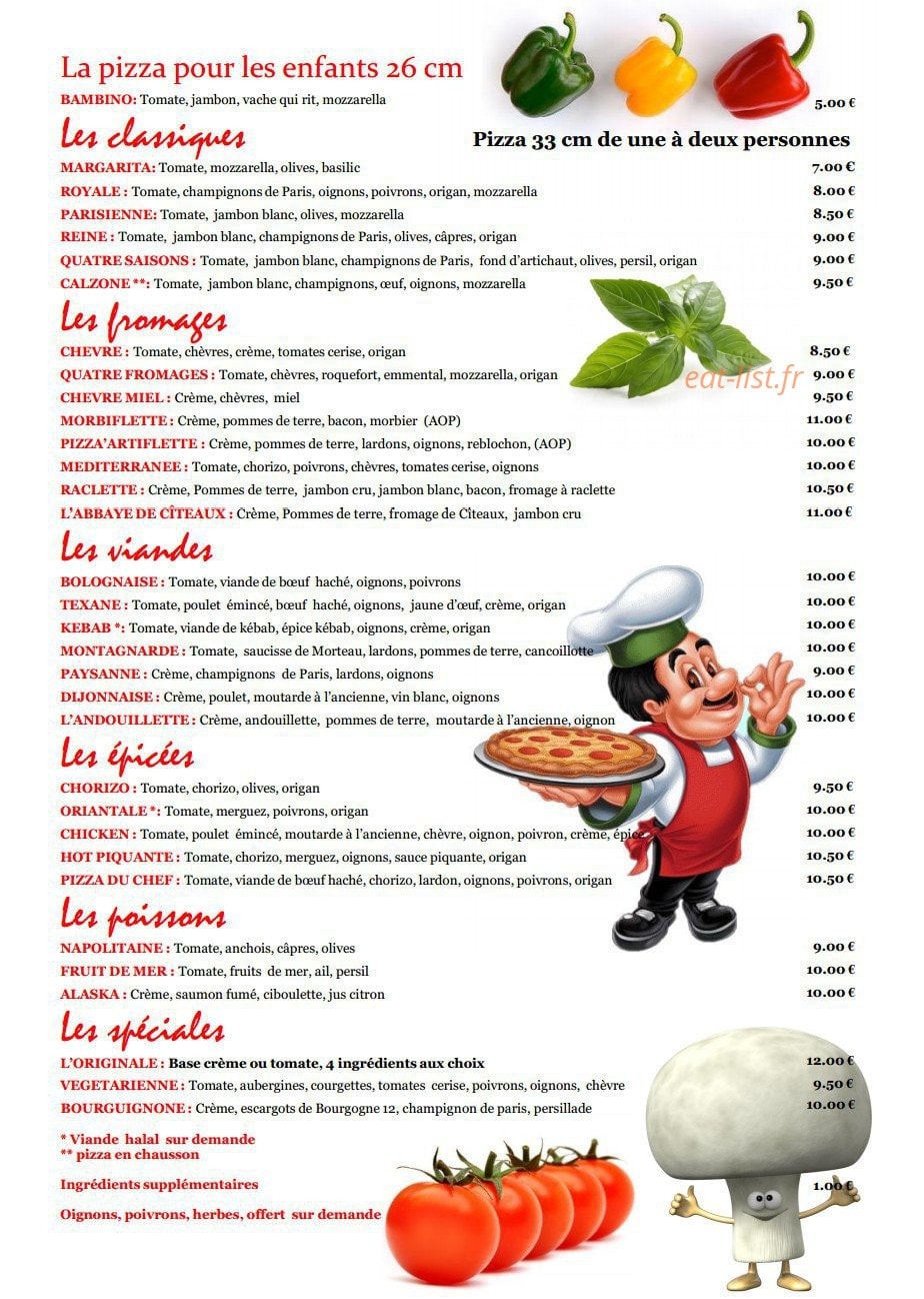 Pizza Originale — carte page 1