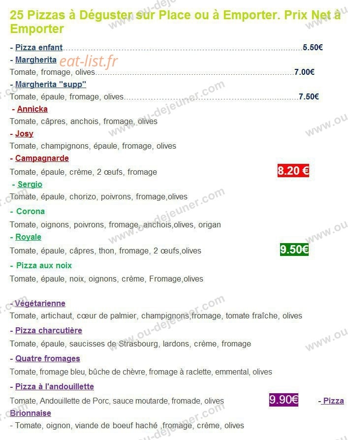 L'Atelier de la pizza — carte page 3