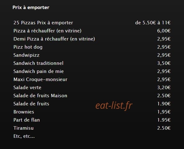 L'Atelier de la pizza — carte page 1