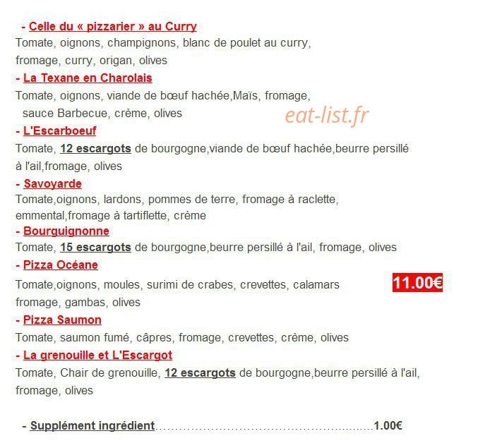L'Atelier de la pizza — carte page 4