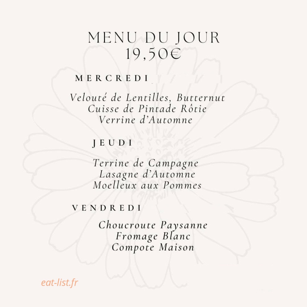 Carte et menu de Domaine des Marguerites à Paray le Monial — Le menu du jour