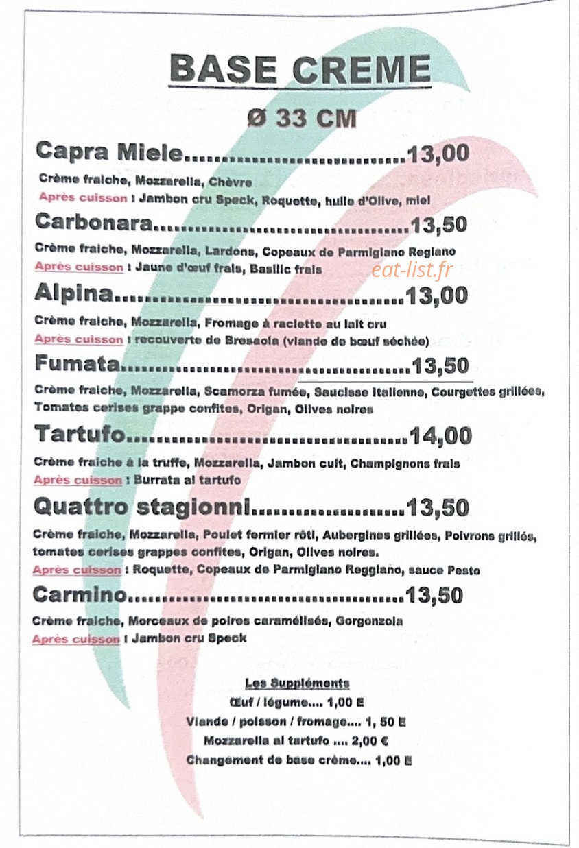 Gina Pizza — carte page 4