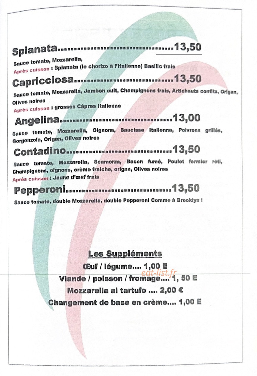 Gina Pizza — carte page 3
