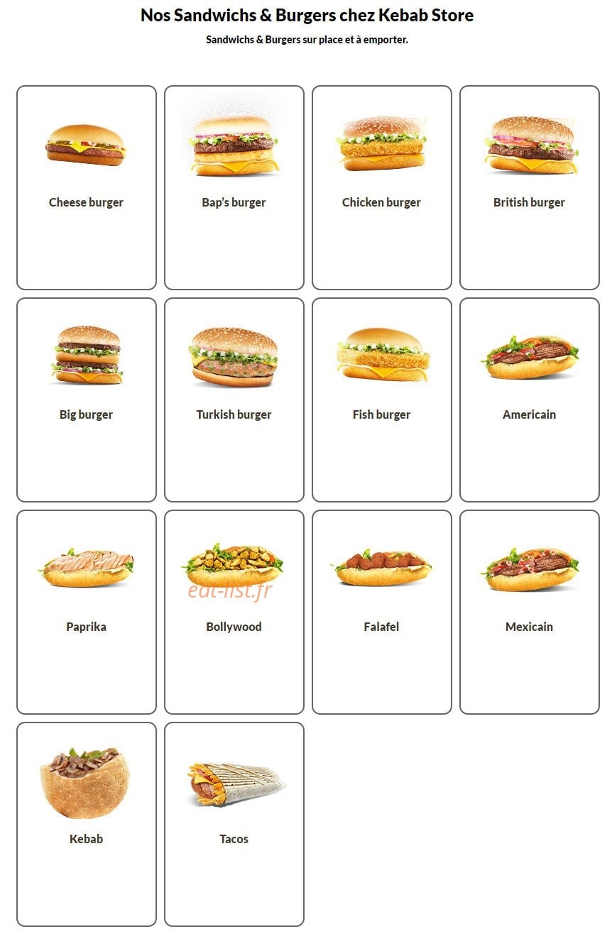 Kebab Store — carte page 1