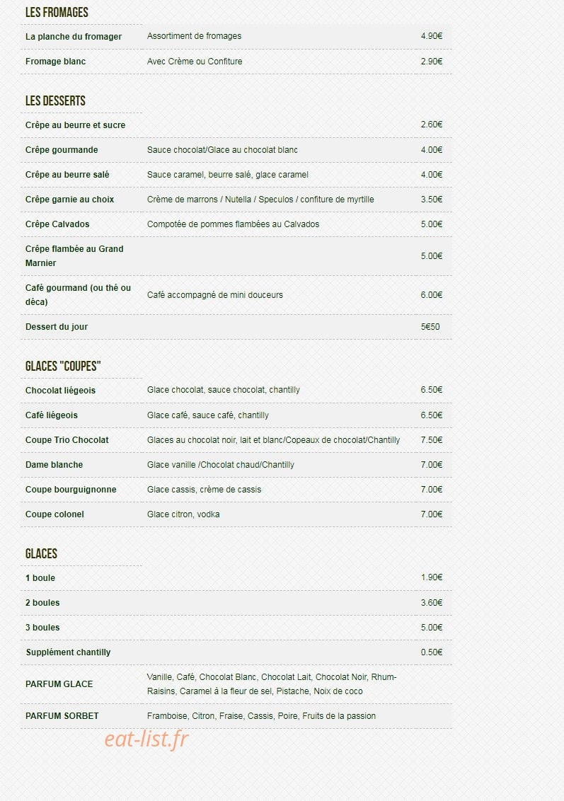 La Taverne — carte page 3