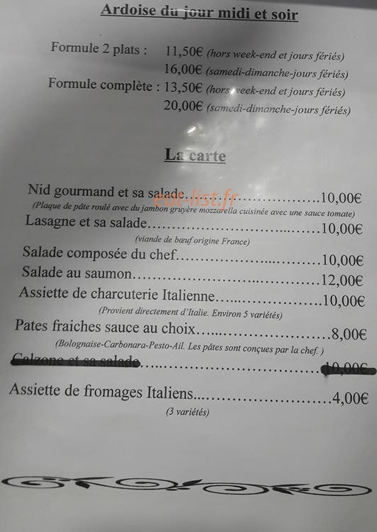 Trattoria Paola — carte page 1