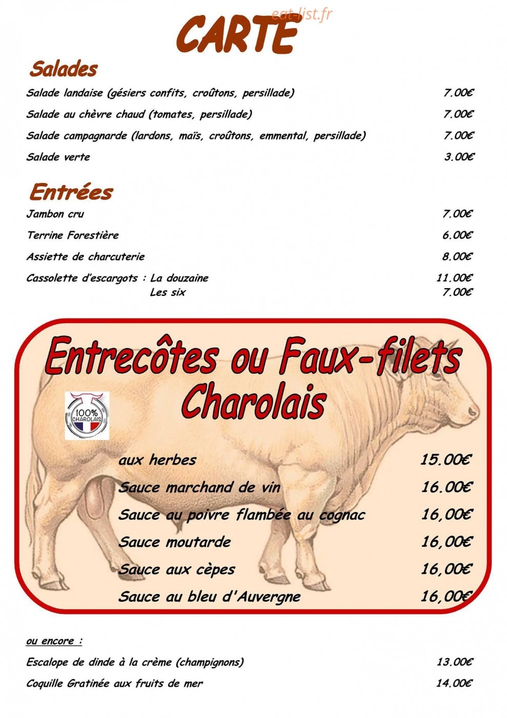 La Chaumière — carte page 3