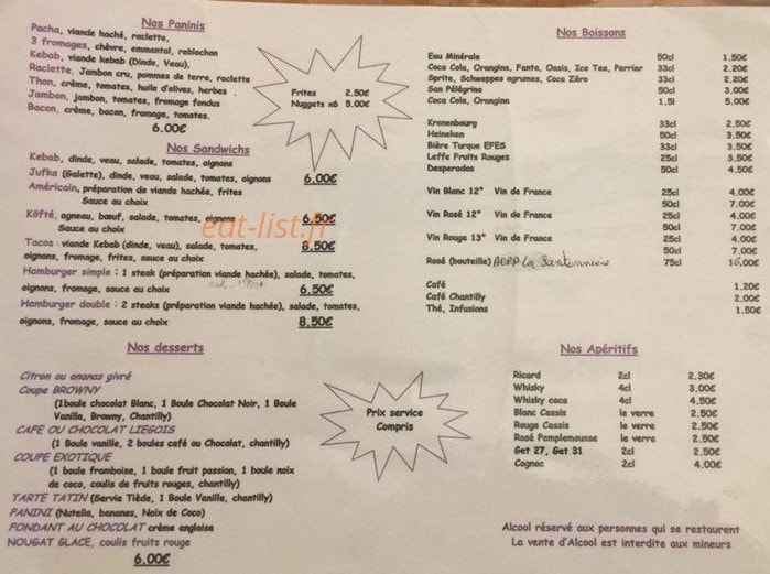 Restaurant pacha — carte page 2
