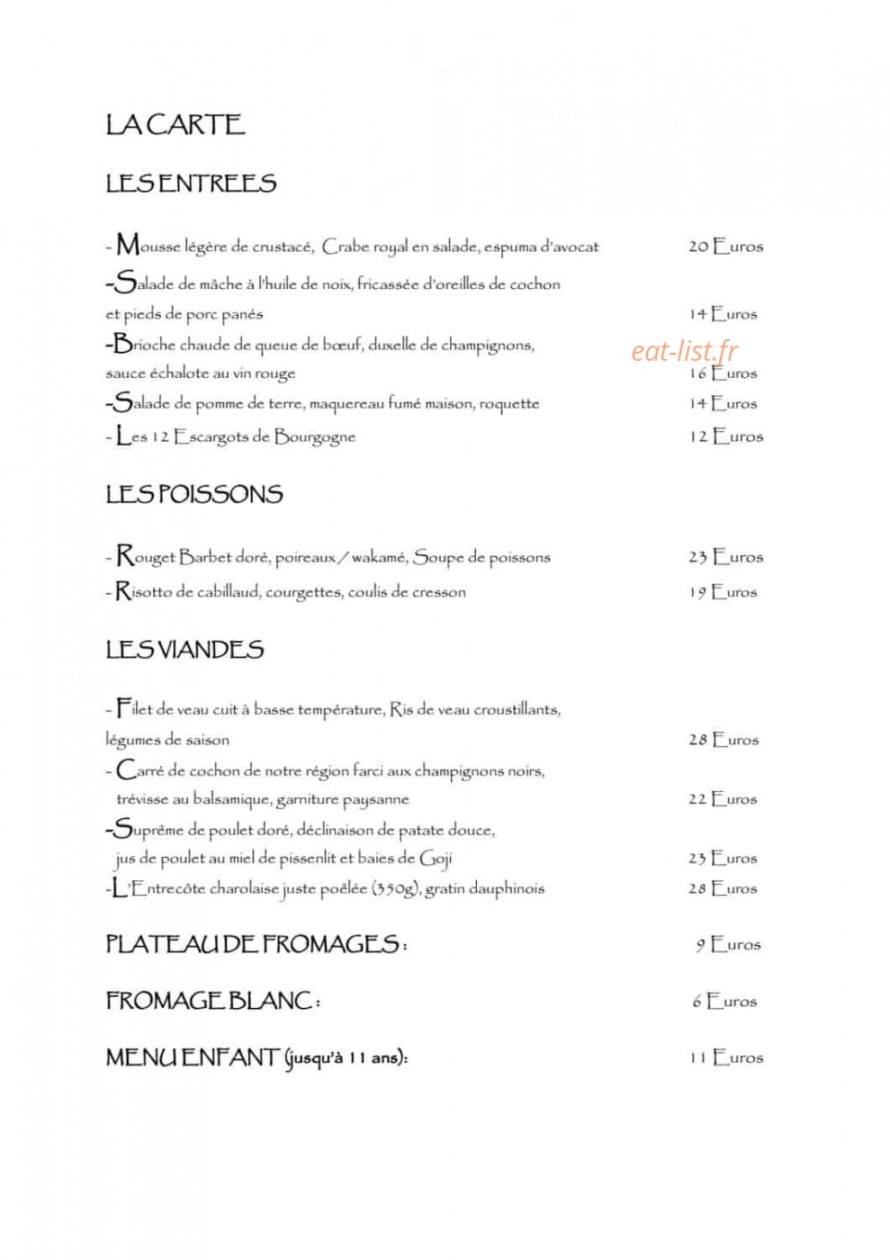 Auberge Larochette — carte page 5