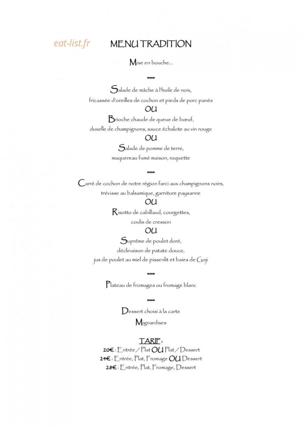 Auberge Larochette — carte page 2