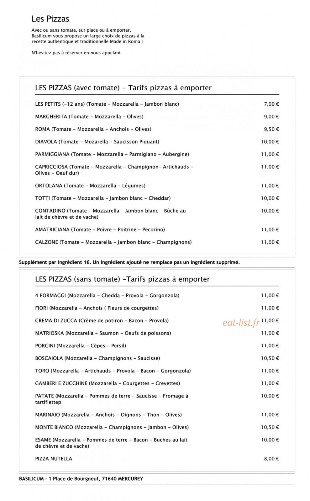 Basilicum — carte page 1