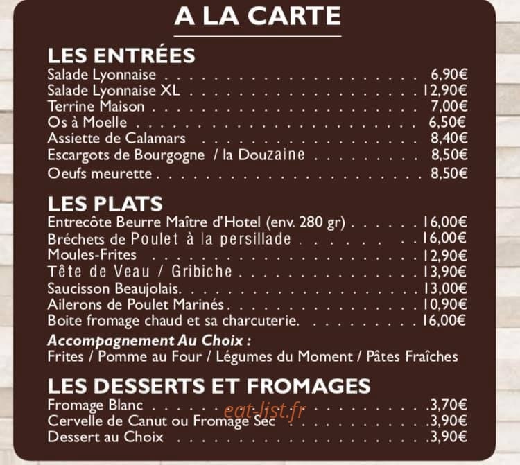 Bar-Restaurant de la Gare — carte page 1