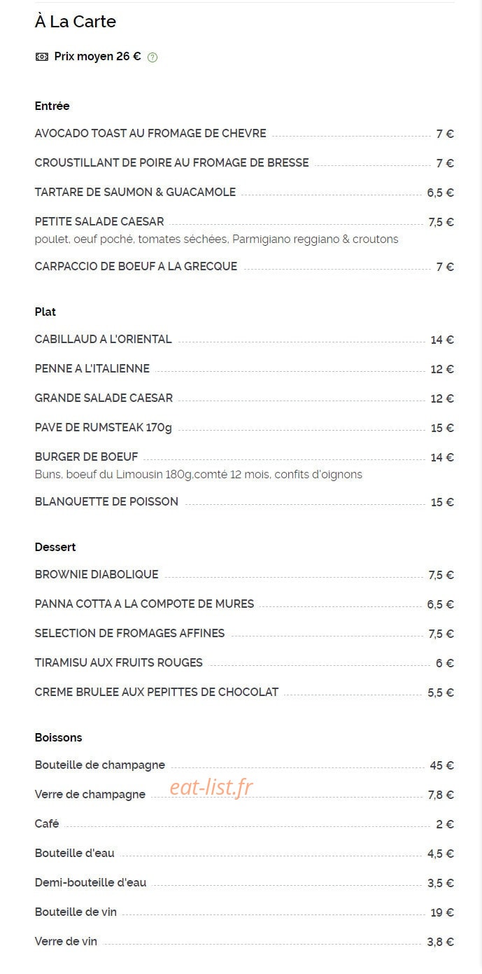Bistro M! — carte page 1