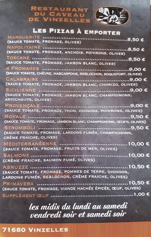Caveau de Vinzelles — carte page 2