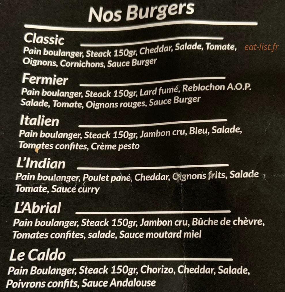 Ciro Burger — carte page 2