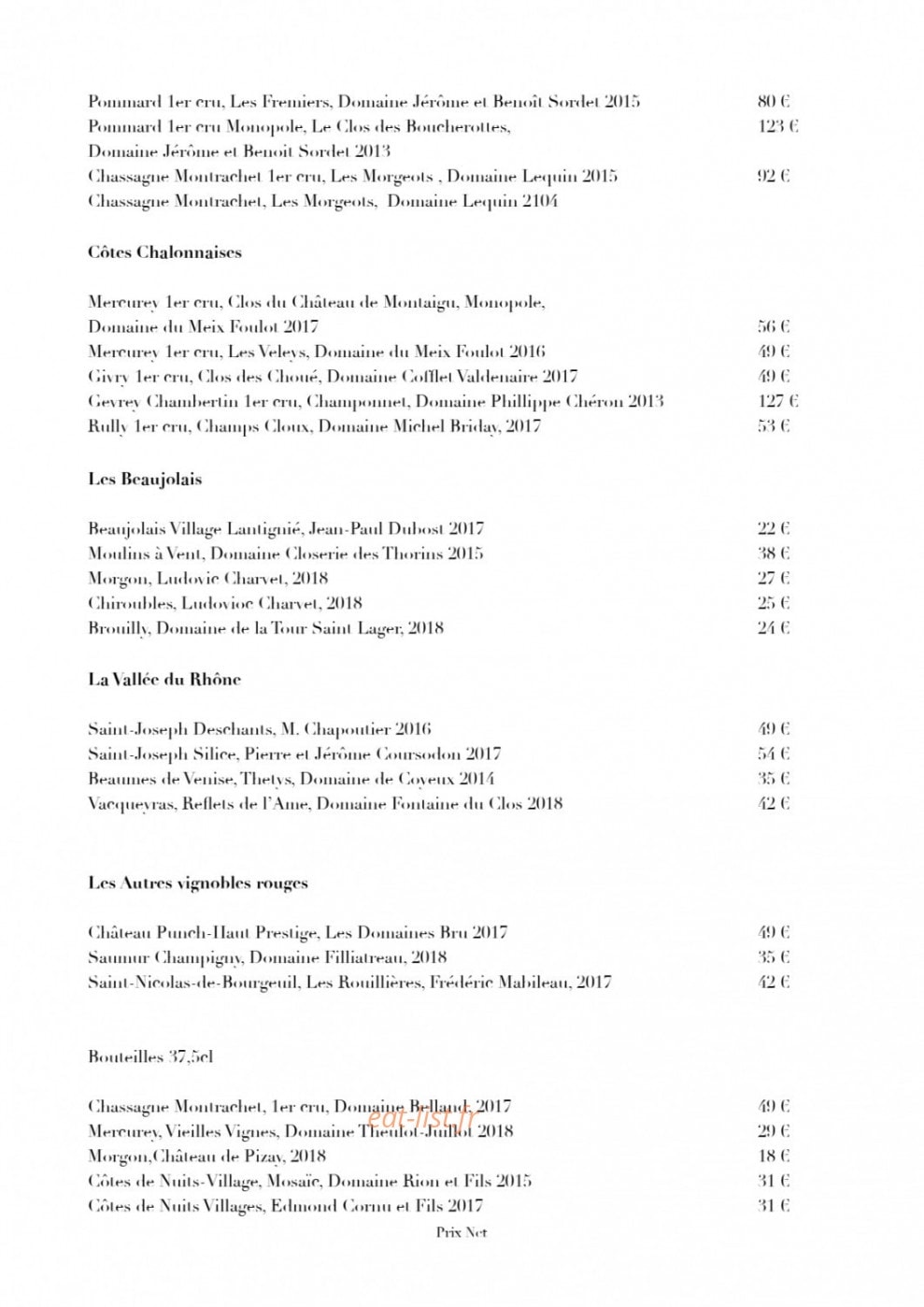 L'Auberge des Gourmets — carte page 7